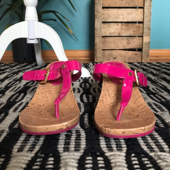 Ralph Lauren Pink Wedge Thong Sandal - Picture 2 of 4